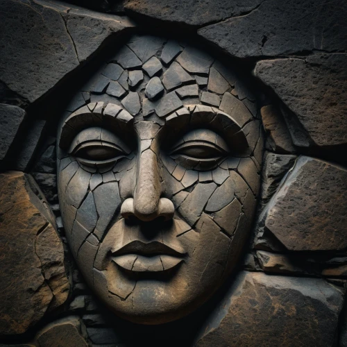stone carving,stone sculpture,stonework,carved stone,carved wall,carved,wooden mask,borobodur,wood carving,borobudur,carvings,death mask,woman's face,carved wood,decorative figure,inca face,stone man,covid-19 mask,mother earth statue,stone lamp,Photography,General,Fantasy