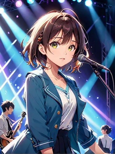 haruhi suzumiya sos brigade,concert guitar,life stage icon,miku maekawa,concert,live concert,birthday banner background,music festival,guitar player,euphonium,guitar,playing the guitar,concert dance,japanese idol,rock concert,portrait background,mc,rainbow background,mikuru asahina,musical background,Anime,Anime,Realistic