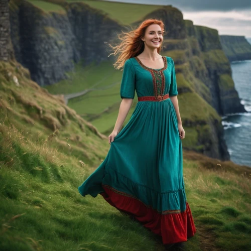 celtic woman,celtic queen,celtic harp,ireland,orkney island,girl in a long dress,cliffs of moher,cliff of moher,moher,maureen o'hara - female,green dress,carrick-a-rede,irish,isle of may,cliffs of moher munster,scottish,enchanting,orla,shetlands,fae,Photography,General,Fantasy
