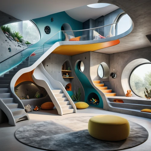 circular staircase,futuristic architecture,ufo interior,futuristic art museum,winding staircase,children's interior,spiral stairs,cubic house,spiral staircase,penthouse apartment,interior modern design,interior design,underground garage,cube house,modern architecture,school design,spaceship space,little man cave,creative office,dunes house,Photography,General,Natural