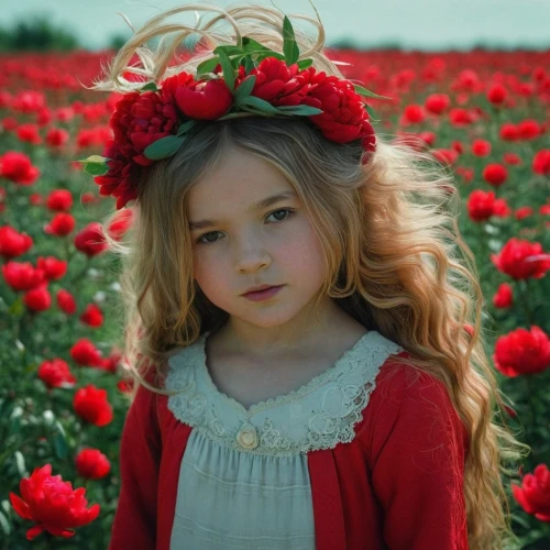 girl in flowers,beautiful girl with flowers,flower girl,girl picking flowers,red flowers,red flower,poppy field,poppy fields,red petals,poppy red,coquelicot,innocence,red roses,little flower,flower field,eglantine,little princess,poppy,red ranunculus,girl in a wreath,Photography,Documentary Photography,Documentary Photography 08
