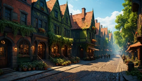 medieval street,old linden alley,medieval town,the cobbled streets,bremen,townhouses,narrow street,speicherstadt,cobblestone,hanseatic city,luneburg,old city,knight village,cobblestones,wooden houses,3d fantasy,aurora village,old town,lübeck,fantasy city,Photography,General,Fantasy