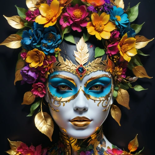 venetian mask,masquerade,headdress,bodypainting,body painting,golden mask,gold mask,the carnival of venice,golden wreath,la calavera catrina,headpiece,la catrina,balinese,bodypaint,face paint,tribal masks,boho art,wreath of flowers,indian headdress,masque,Photography,Artistic Photography,Artistic Photography 08