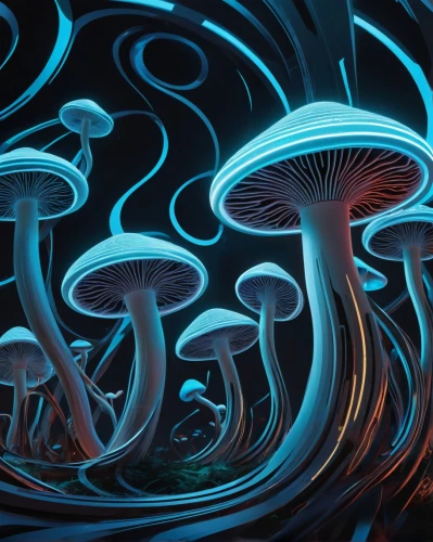 mushroom landscape,mushrooms,blue mushroom,forest mushrooms,psychedelic art,psychedelic,fungi,bioluminescence,mushroom island,toadstools,agaric,brown mushrooms,cartoon forest,club mushroom,mushrooms brown mushrooms,hallucinogenic,light paint,mushroom type,cubensis,forest mushroom,Conceptual Art,Sci-Fi,Sci-Fi 24