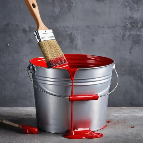 red paint,tomato paste,house painter,thick paint,wooden bucket,to paint,on a red background,house painting,greed,cleanup,wooden buckets,painting technique,paint cans,cranberry sauce,paints,blood spatter,dripping blood,paint roller,wall paint,lead-pouring,Photography,General,Realistic