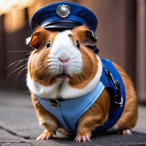 guinea pig,guineapig,policeman,officer,police officer,animals play dress-up,guinea pigs,police hat,mini pig,police uniforms,inspector,marine animal,traffic cop,a police dog,kawaii pig,gerbil,security guard,police,police force,garda,Photography,General,Realistic