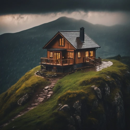 house in mountains,house in the mountains,the cabin in the mountains,lonely house,mountain hut,mountain huts,small cabin,small house,little house,miniature house,alpine hut,log home,wooden house,log cabin,home landscape,beautiful home,roof landscape,house in the forest,wooden hut,icelandic houses,Photography,General,Cinematic