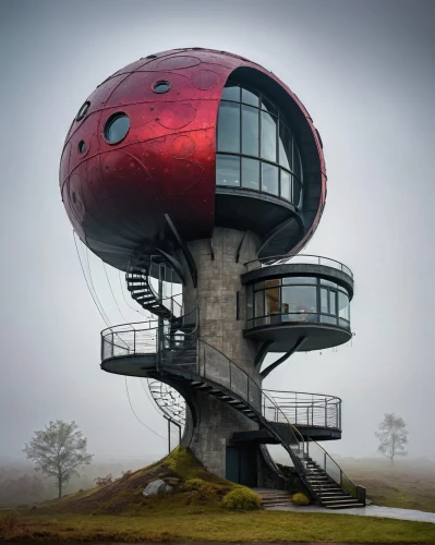 futuristic architecture,futuristic art museum,tree house hotel,cube house,observation tower,the observation deck,observation deck,tree house,cubic house,pigeon house,dunes house,modern architecture,mobile home,discobole,crooked house,eco hotel,cube stilt houses,syringe house,mirror house,sky apartment