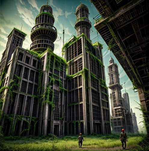 industrial ruin,abandoned place,abandoned places,post apocalyptic,industrial landscape,post-apocalyptic landscape,refinery,dystopian,abandoned,dystopia,ruin,industrial plant,lost place,metropolis,urban towers,post-apocalypse,fantasy city,stalin skyscraper,abandoned factory,citadel