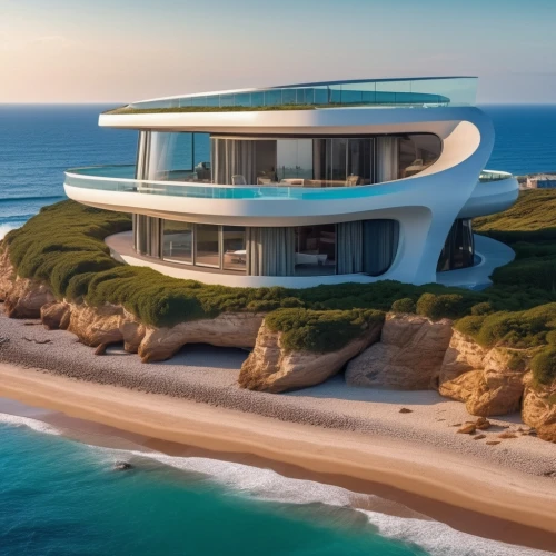 dunes house,futuristic architecture,luxury property,beach house,luxury real estate,modern architecture,cube house,house of the sea,luxury home,beautiful home,cliffs ocean,modern house,beachhouse,dune ridge,cubic house,jewelry（architecture）,house by the water,cliff top,ocean view,arhitecture,Photography,General,Realistic