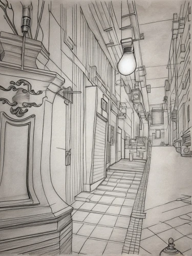 narrow street,alleyway,store fronts,old linden alley,game drawing,townscape,mono-line line art,line drawing,alley,the street,passage,pencil and paper,hallway,greystreet,the cobbled streets,sheet drawing,backgrounds,street scene,line-art,office line art,Design Sketch,Design Sketch,Pencil