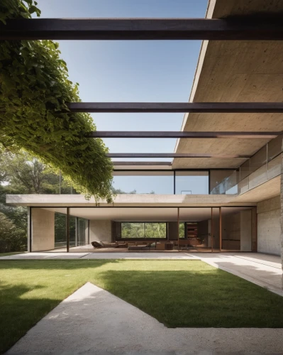 dunes house,archidaily,mid century house,exposed concrete,concrete ceiling,corten steel,modern architecture,timber house,daylighting,modern house,frame house,cubic house,ruhl house,residential house,folding roof,roof landscape,mid century modern,grass roof,kirrarchitecture,arq,Photography,General,Commercial