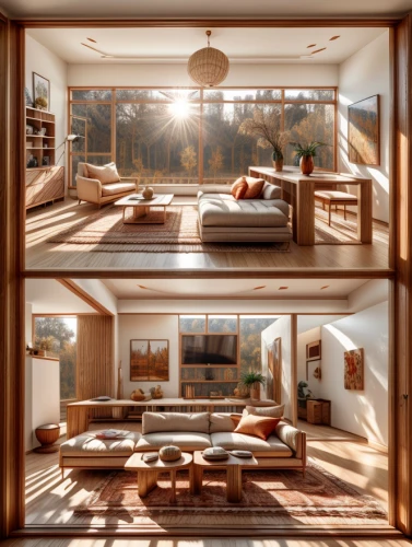 livingroom,living room,3d rendering,wooden windows,mid century house,modern living room,interior modern design,home interior,mid century modern,sitting room,interiors,family room,smart home,interior design,modern room,sliding door,luxury home interior,japanese-style room,room divider,daylighting