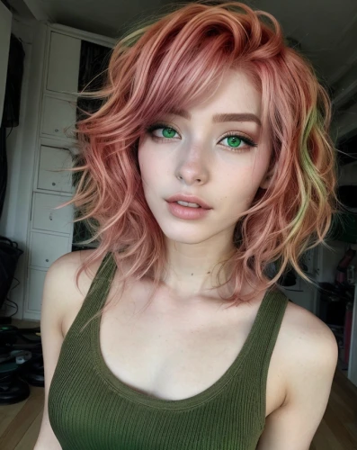 pink green,realdoll,peach color,pink hair,dahlia white-green,natural color,caramel color,burning hair,peach rose,green mermaid scale,fae,irish,heather green,pixie-bob,watermelon,neon makeup,rose gold,wasabi,poison ivy,natural pink