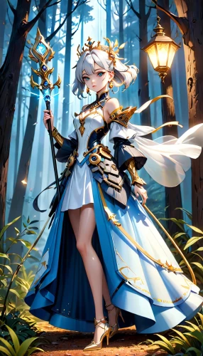 fairy tale character,blue enchantress,fairy queen,fantasia,saber,water-the sword lily,sword lily,fantasy picture,summoner,alice,cg artwork,winterblueher,forest background,vanessa (butterfly),goddess of justice,fantasy girl,fairy,fairytale characters,cinderella,faerie,Anime,Anime,General