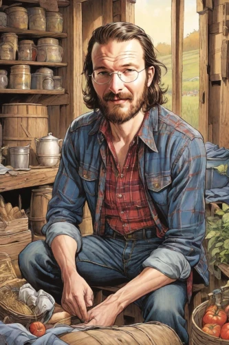 chief cook,permaculture,picking vegetables in early spring,southern cooking,farmer,rustic potato,artist portrait,western food,jobs,berger picard,lincoln blackwood,farmer's salad,country potatoes,steve jobs,david bates,merchant,woodworker,craftsman,a carpenter,yukon gold potato,Digital Art,Comic
