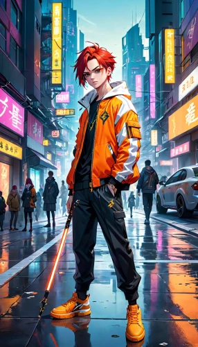 cyberpunk,tracer,pedestrian,renegade,kosmea,jacket,cg artwork,tokyo city,parka,a pedestrian,world digital painting,urban,nora,son goku,goku,transistor,time square,city youth,hk,tokyo,Anime,Anime,General