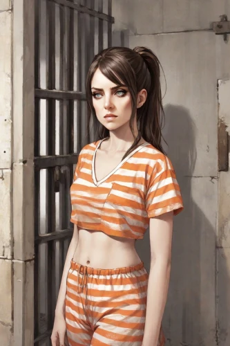 prisoner,prison,auschwitz 1,croft,chainlink,arbitrary confinement,horizontal stripes,lori,jumpsuit,criminal,auschwitz,detention,in custody,lis,striped background,handcuffed,pajamas,tied up,lara,stripped leggings,Digital Art,Comic