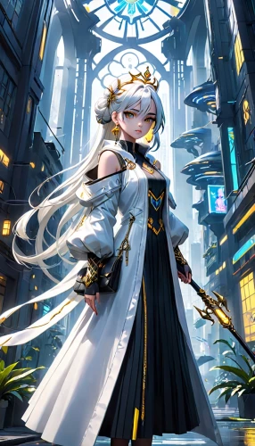 priestess,white rose snow queen,goddess of justice,white temple,white heart,fantasia,excalibur,water-the sword lily,sword lily,winterblueher,imperial coat,suit of the snow maiden,ruler,kantai collection sailor,alibaba,priest,elza,cg artwork,swordswoman,summoner,Anime,Anime,General