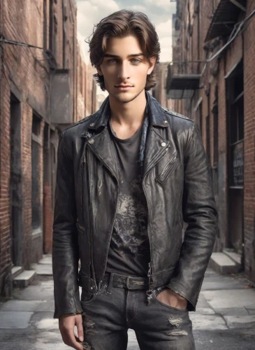 leather jacket,jack rose,leather,motorcyclist,lincoln blackwood,biker,male model,harley-davidson,austin stirling,brick wall background,harley davidson,christian berry,young model istanbul,alex andersee,black leather,motorcycle racer,carlos sainz,young man,men's wear,lucus burns,Photography,Realistic