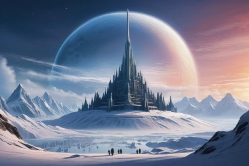 ice planet,ice castle,futuristic landscape,stargate,exoplanet,fantasy picture,alien planet,alien world,space art,hall of the fallen,fantasy landscape,heroic fantasy,infinite snow,ice hotel,ice landscape,snowhotel,fantasy city,monolith,planet eart,northrend,Conceptual Art,Sci-Fi,Sci-Fi 25