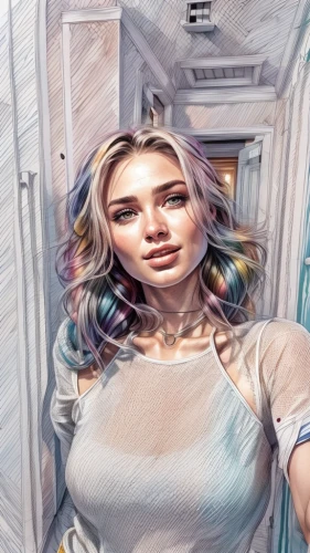 filtered image,photo painting,digiart,hdr,world digital painting,digital art,silphie,color 1,edit,olallieberry,in photoshop,adobe photoshop,photo effect,digital painting,ice,hair coloring,digital artwork,digital creation,comic style,woman thinking