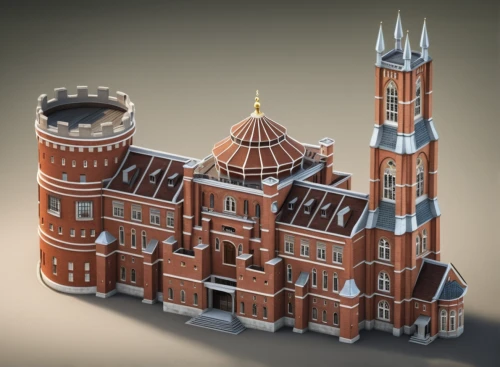 medieval architecture,3d model,byzantine architecture,gothic church,turrets,basilica,gothic architecture,crown render,romanesque,zamek malbork,medieval castle,nidaros cathedral,3d rendering,kremlin,monastery,benedictine,church towers,3d render,royal albert hall,collegiate basilica,Photography,General,Realistic