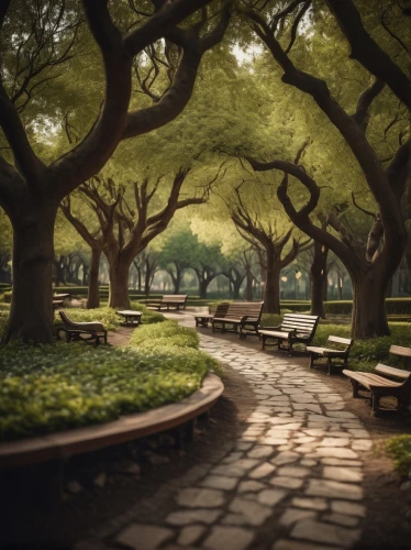 tree lined path,tree lined,tree grove,walk in a park,naples botanical garden,tree-lined avenue,brookgreen gardens,row of trees,ordinary boxwood beech trees,benches,palma trees,grove of trees,tree canopy,urban park,forest cemetery,golden trumpet trees,bodhi tree,forest path,park bench,tree lined lane,Photography,General,Cinematic