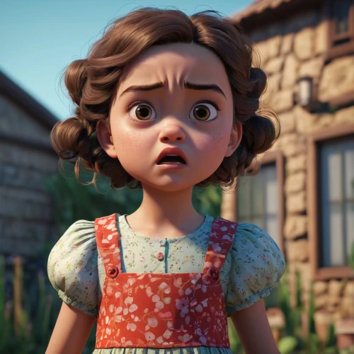 agnes,moana,laika,a girl in a dress,russo-european laika,cute cartoon character,tiana,miguel of coco,character animation,coco,rapunzel,the little girl,cinnamon girl,nora,cinderella,worried girl,big eyes,clementine,disney character,angelica,Illustration,American Style,American Style 08