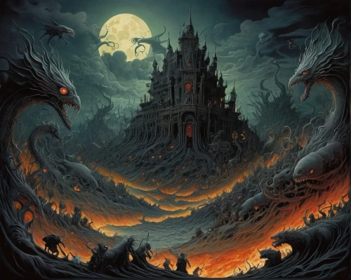 black dragon,maelstrom,witch's house,fantasy art,castle of the corvin,haunted castle,ghost castle,fantasy picture,dragon fire,devilwood,witch house,heroic fantasy,wyrm,dark art,scorched earth,fantasy landscape,walpurgis night,dragons,cauldron,purgatory,Illustration,Realistic Fantasy,Realistic Fantasy 05