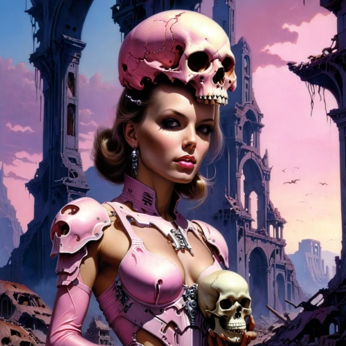 skull bones,fantasy art,pink lady,steampunk,metal implants,pink dawn,fantasy portrait,skull allover,streampunk,sci fiction illustration,fantasy woman,memento mori,skulls and,maiden,skulls,biomechanical,fantasy picture,pink october,skeleton key,dead bride,Conceptual Art,Sci-Fi,Sci-Fi 19