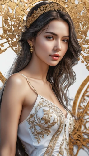 gold filigree,oriental princess,bridal jewelry,gold leaf,gold foil crown,miss vietnam,gold jewelry,fashion vector,gold foil art,filigree,bridal accessory,golden weddings,bridal clothing,gold foil mermaid,gold color,fairy tale character,gold flower,gold colored,golden flowers,portrait background,Photography,General,Realistic