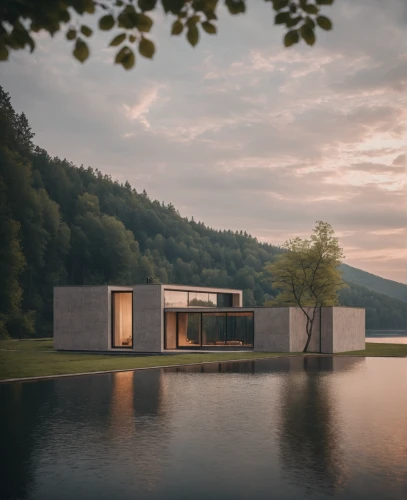 house with lake,house by the water,cubic house,corten steel,modern house,inverted cottage,modern architecture,archidaily,summer house,house in the forest,pool house,house in the mountains,mirror house,cube house,holiday home,house in mountains,dunes house,swiss house,summer cottage,timber house,Photography,General,Cinematic