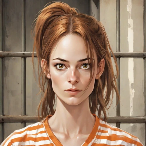 prisoner,portrait of a girl,girl portrait,portrait background,cinnamon girl,clementine,young woman,david bates,woman portrait,orange,the girl's face,artist portrait,lori,woman face,fantasy portrait,romantic portrait,digital painting,portrait,portait,mary jane,Digital Art,Comic