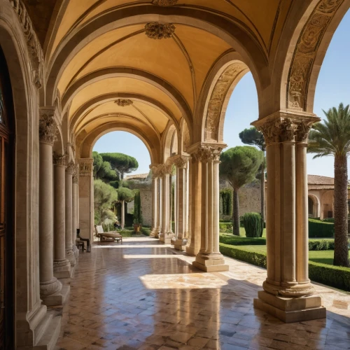 villa cortine palace,cloister,certosa di pavia,abbaye de belloc,colonnade,alcazar of seville,inside courtyard,umayyad palace,cagliari,alhambra,frascati,monastery of santa maria delle grazie,villa balbiano,sicily,stanford university,orangery,classical architecture,palazzo barberini,courtyard,musei vaticani,Photography,General,Natural