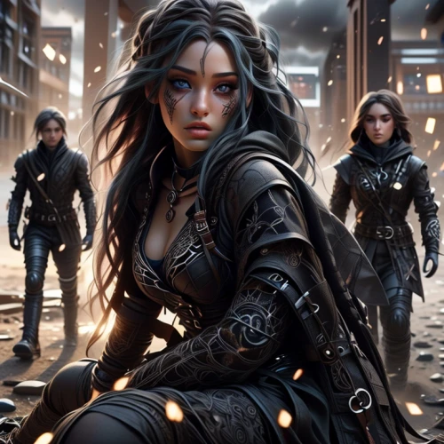 sci fiction illustration,cg artwork,female warrior,renegade,game illustration,assassin,heroic fantasy,katniss,fantasy art,fantasy picture,game art,warrior woman,dark elf,fantasy portrait,protectors,samara,cyberpunk,concept art,mercenary,huntress