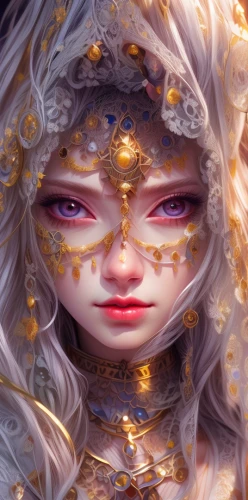 fantasy portrait,masquerade,gold filigree,golden mask,golden crown,fantasy art,mystical portrait of a girl,golden eyes,libra,filigree,faery,amano,faerie,priestess,zodiac sign libra,luminous,aura,light mask,opal,sun bride