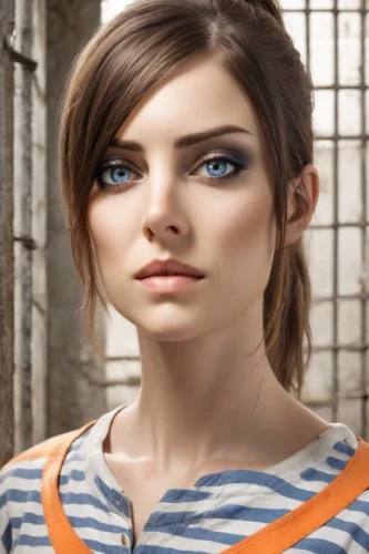 realdoll,natural cosmetic,female model,women's eyes,heterochromia,young model istanbul,eyes makeup,asymmetric cut,striped background,beautiful young woman,portrait background,women's cosmetics,artificial hair integrations,visual effect lighting,fashion vector,retouching,girl in t-shirt,tracer,trend color,airbrushed
