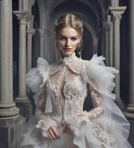 bridal clothing,wedding gown,wedding dresses,bridal dress,wedding dress,bridal,baroque angel,blonde in wedding dress,victorian style,ball gown,suit of the snow maiden,the angel with the veronica veil,bride,enchanting,white rose snow queen,victorian lady,silver wedding,royal lace,the carnival of venice,wedding dress train,Photography,Realistic