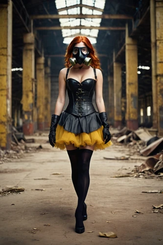 black widow,super heroine,redhead doll,latex clothing,steampunk,urbex,cosplay image,clary,gothic fashion,trespassing,masquerade,streampunk,femme fatale,abandoned factory,transistor,kryptarum-the bumble bee,conceptual photography,cosplayer,blindfold,latex,Photography,General,Cinematic