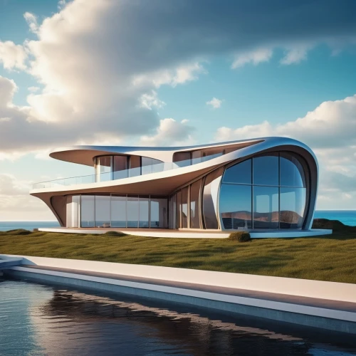 futuristic architecture,futuristic art museum,dunes house,house by the water,modern architecture,house of the sea,3d rendering,luxury property,modern house,luxury home,floating island,cube stilt houses,danish house,glass facade,cubic house,coastal protection,arhitecture,luxury real estate,mclaren automotive,futuristic landscape,Photography,General,Realistic