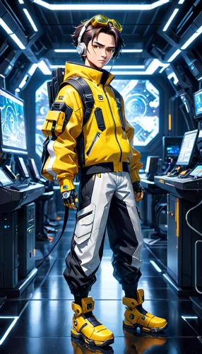 aquanaut,tracer,high-visibility clothing,yellow jacket,engineer,dewalt,mini e,dry suit,stud yellow,minion tim,spacesuit,cyber glasses,ship doctor,syndrome,protective clothing,cable innovator,cyber,digital compositing,gear shaper,warehouseman,Anime,Anime,Cartoon