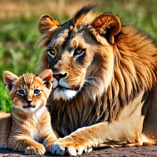 lion with cub,lions couple,lion father,lion children,two lion,lionesses,male lions,big cats,photo shoot with a lion cub,horse with cub,baby with mom,lion cub,panthera leo,white lion family,lions,king of the jungle,african lion,cute animals,little girl and mother,mother and baby,Photography,General,Realistic