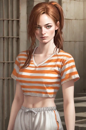 lara,clary,croft,prisoner,clementine,nora,women's clothing,main character,orange,liberty cotton,female model,lilian gish - female,lori,action-adventure game,cotton top,young woman,retro girl,girl in t-shirt,retro woman,lis,Digital Art,Character Design