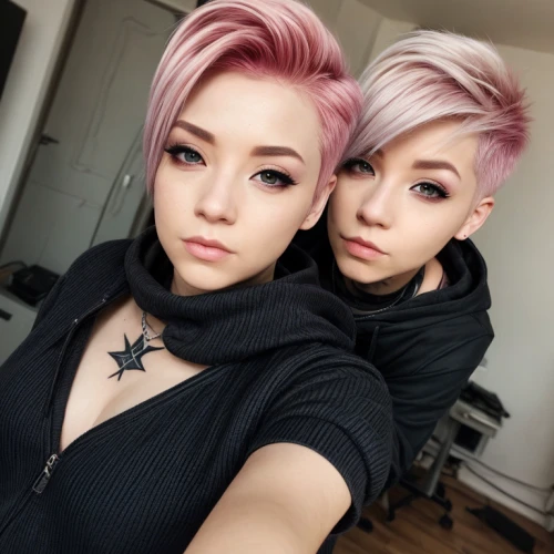 pink double,pink hair,hairstyles,couple goal,flamingo couple,beautiful couple,two flamingo,pink family,dark pink in colour,twins,dark pink,purple and pink,boy and girl,makeup artist,sisters,young couple,pink-purple,realdoll,duo,porcelain dolls