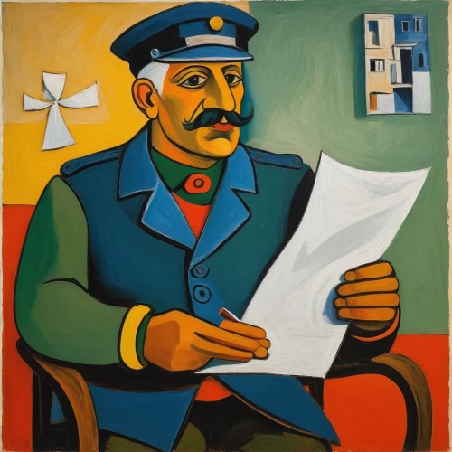 policeman,man with a computer,the cuban police,garda,zhupanovsky,mailman,inspector,jozef pilsudski,salvador guillermo allende gossens,police officer,braque francais,khokhloma painting,police berlin,cimarrón uruguayo,deutsche bundespost,charles de gaulle,crimea,postman,papieroplastyka,moldova,Art,Artistic Painting,Artistic Painting 05