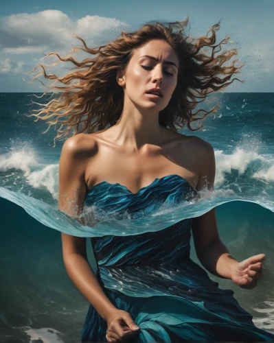 the wind from the sea,siren,photoshop manipulation,digital compositing,wind wave,the sea maid,photo manipulation,ocean waves,in water,water waves,mermaid background,submerged,underwater background,water nymph,image manipulation,ocean background,sea water splash,the shallow sea,ocean,photoshoot with water,Photography,General,Fantasy