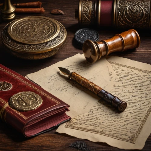 gavel,text of the law,notary,attorney,writing instrument accessory,writing accessories,writing implements,magistrate,lawyer,barrister,antique background,justitia,writing implement,terms of contract,binding contract,court of law,constitution,wooden background,vintage ilistration,scrolls,Photography,General,Fantasy