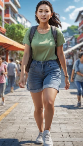 girl walking away,woman walking,plus-size model,b3d,keto,asian woman,girl in overalls,fat,cellulite,pedometer,3d model,weight loss,girl in a long,a pedestrian,plus-size,i walk,bermuda shorts,fatayer,pedestrian,japanese woman,Photography,General,Realistic