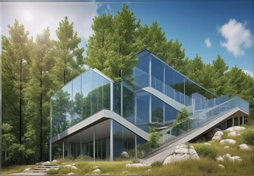 cubic house,modern house,cube house,mirror house,modern architecture,house in the forest,glass facade,structural glass,frame house,3d rendering,dunes house,glass building,futuristic architecture,house in mountains,eco-construction,house in the mountains,glass wall,glass facades,glass pyramid,contemporary,Photography,General,Realistic